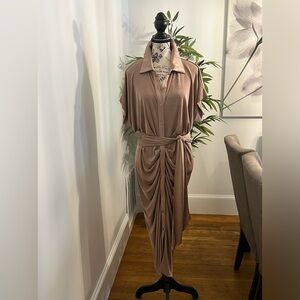 Nina Parker Midi Dress in the color Mocha Size: 1X.